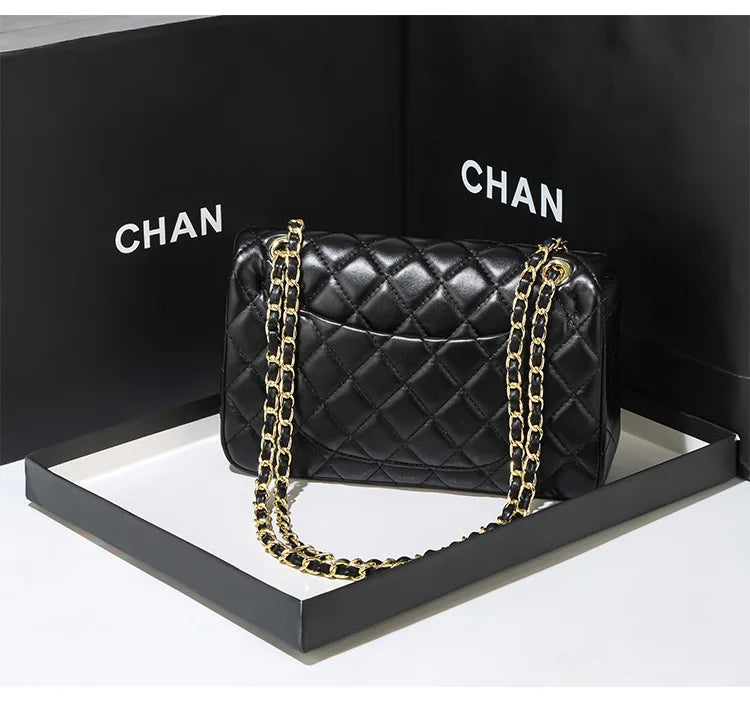New Double Circle DIY Diamond Grid Chain Bag Fashionable Luxury Sheepskin Pattern Women's Single Shoulder Slant Cross Bag