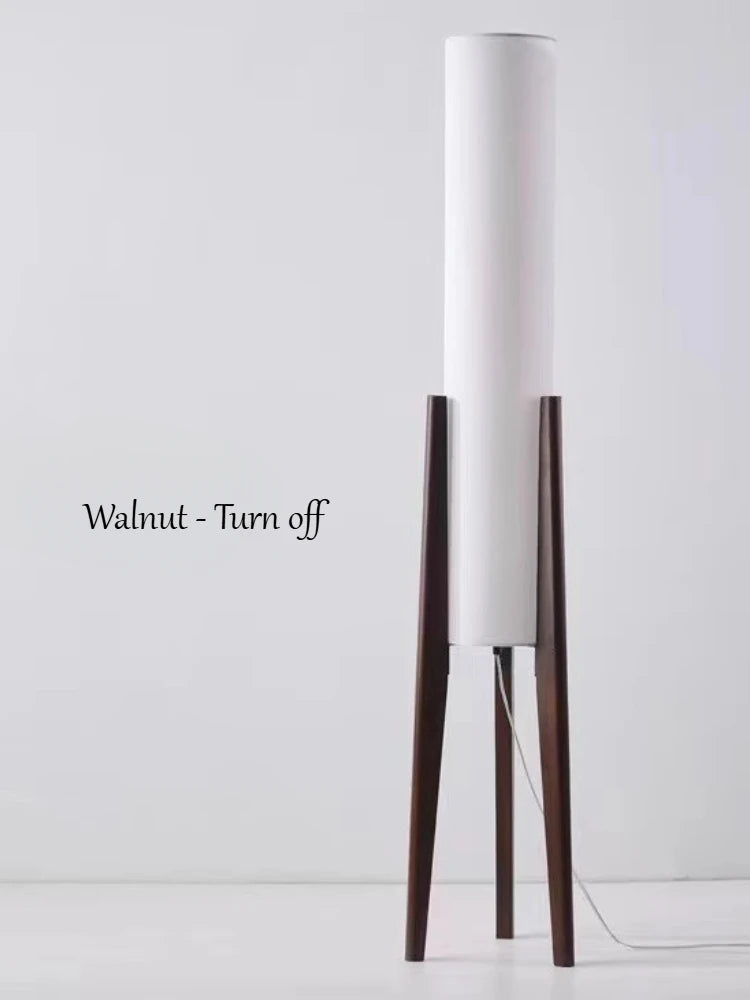 Retro Solid Wood Floor Lamp White Fabric Night Standing Light Home Decor Bedroom Bedside Living Dining Room Led Lighting Fixture