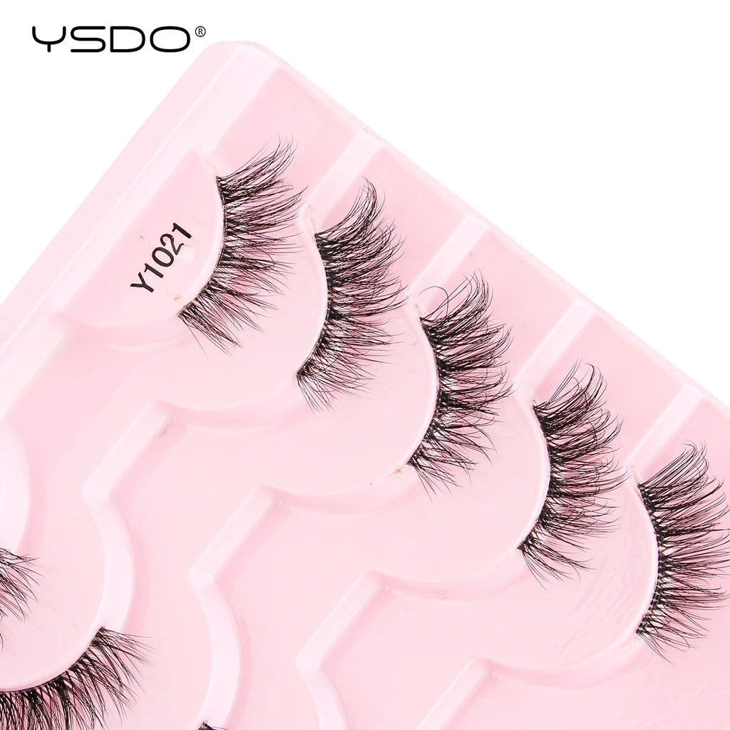 YSDO Fox Eye lashes 3/10 Pairs Lashes 3D Mink Natural Lashes Soft Cat Eye Lashes Extension Fluffy Lashes Makeup Half Eyelashes