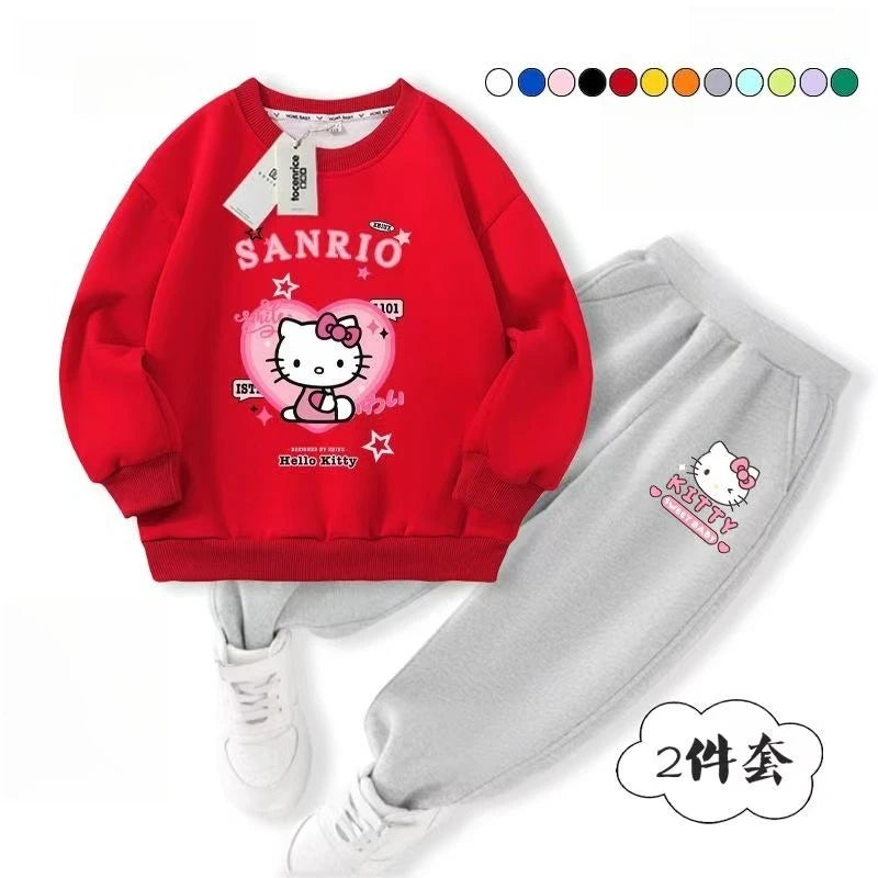 Baby Girl Clothes Set Autumn Kid Hello Kitty Printed Sweatshirts Pullover Top & Pants 2pcs Suit Children Boys Tracksuits Outfits