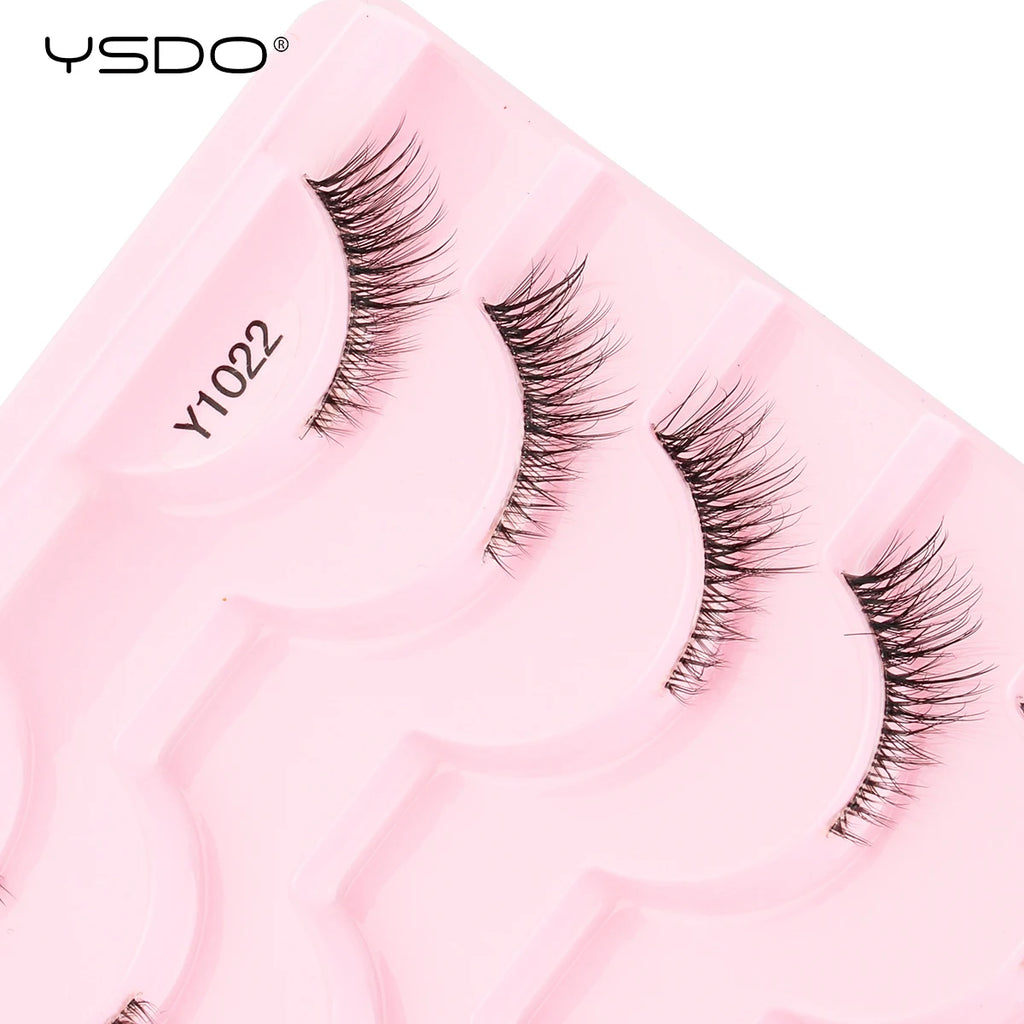 YSDO Fox Eye lashes 3/10 Pairs Lashes 3D Mink Natural Lashes Soft Cat Eye Lashes Extension Fluffy Lashes Makeup Half Eyelashes