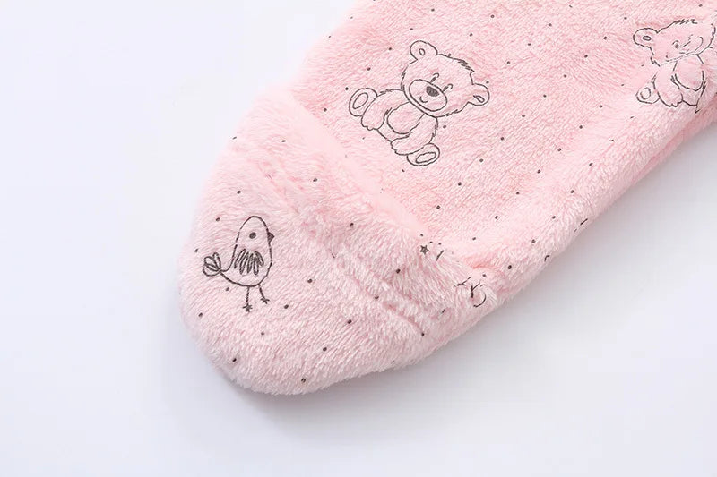 AYNIGIELL 0-12M Cartoon Newborn Bodysuit Warm RompersSoft Newborn Baby Clothes Flannel Autumn Winter Baby Boys Girls Jumpsuit