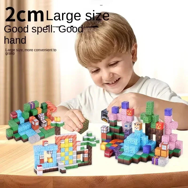 Magnetic Building Blocks Mine World Magnet Cube for Stacking Construction Set Educate Sensory Toys Kids Boys Girls Ages 3+ DIY