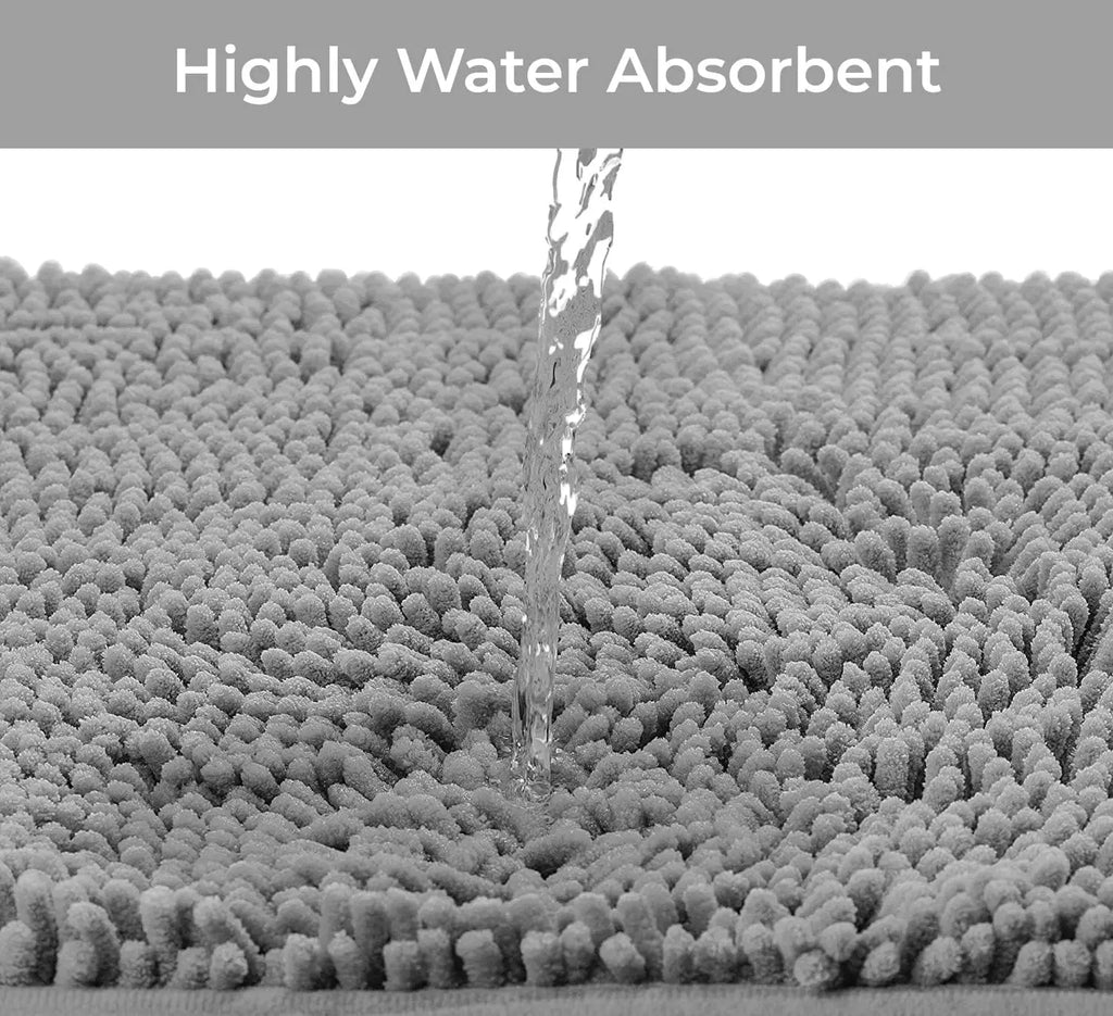 Chenille Absorbent Soft Plush Bath Mat Machine Washable Non slip Bathroom Carpet Suitable for Bathtubs and Showers