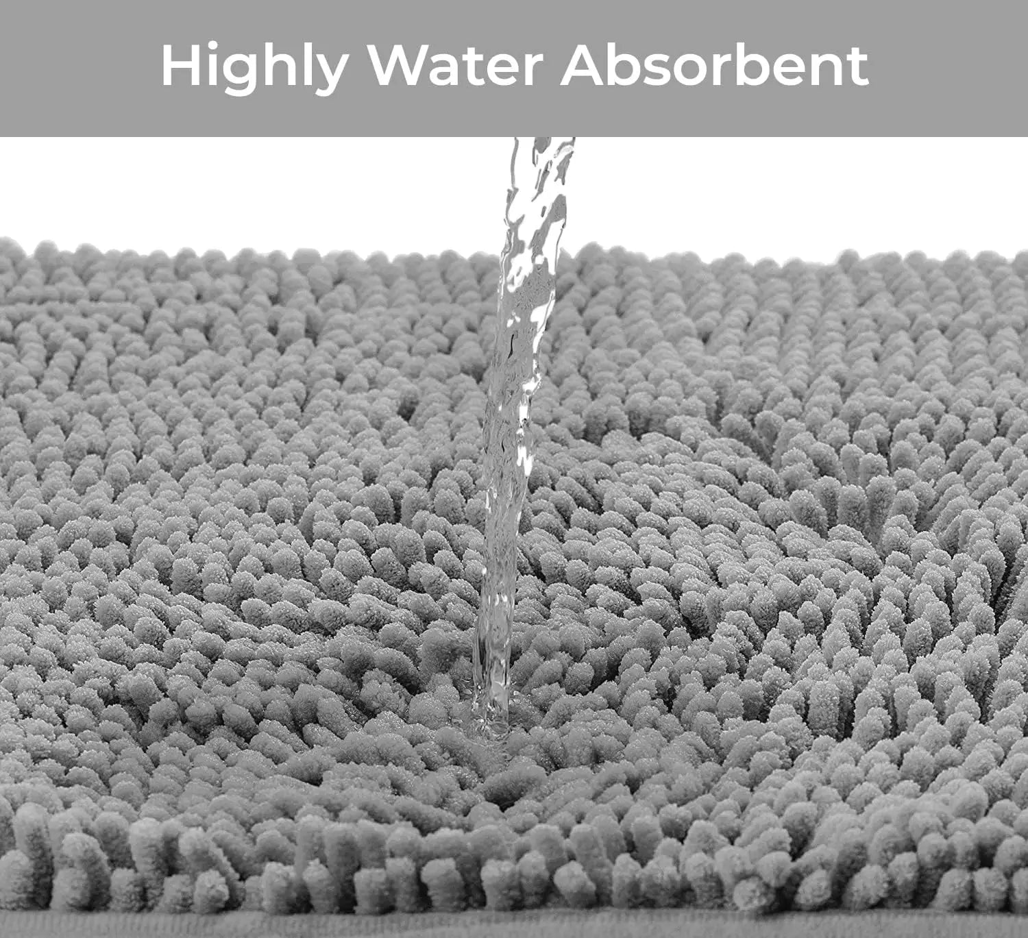 Chenille Absorbent Soft Plush Bath Mat Machine Washable Non slip Bathroom Carpet Suitable for Bathtubs and Showers