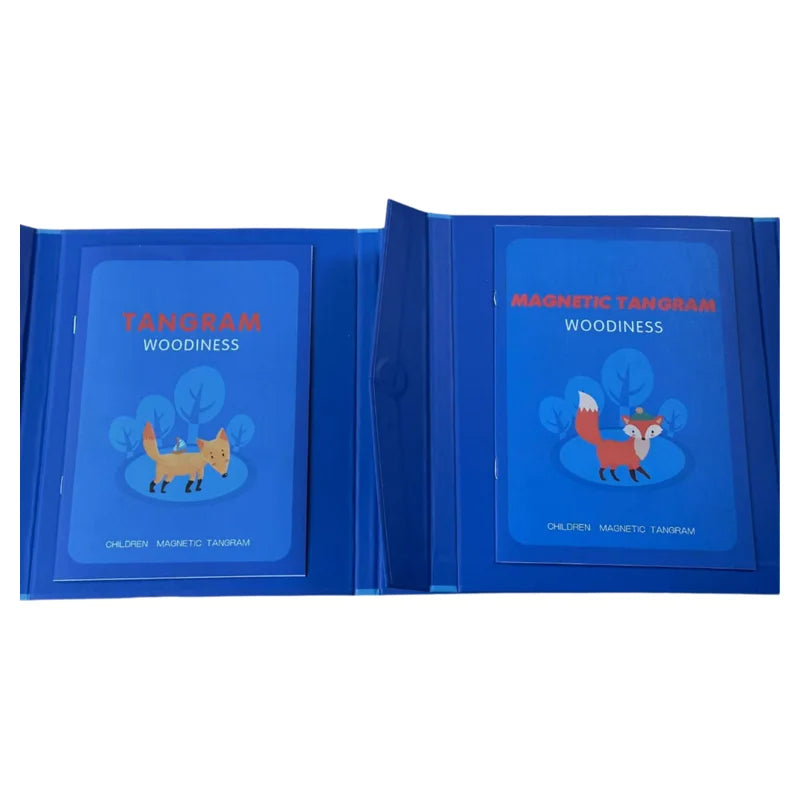 Wooden Jigsaw Magnetic Tangram Puzzle Book Educational Toys For Children Baby Kid Portable Montessori Learning Intelligence