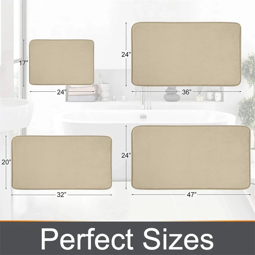 Homaxy Super Absorbent Bath Mat Memory Foam Carpet Non-Slip Toilet Bathroom Rug Soft Living Room Bedroom Shower Decor Foot Rug