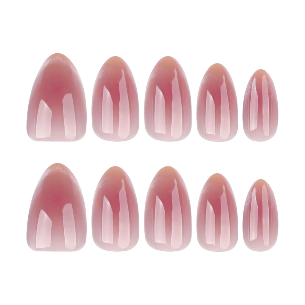 24pcs Blush Cat's Eye Press On Nails Flash Gold Powder French Style Short Almond False Nails Sweet Korean Summer Fake Nail Tips