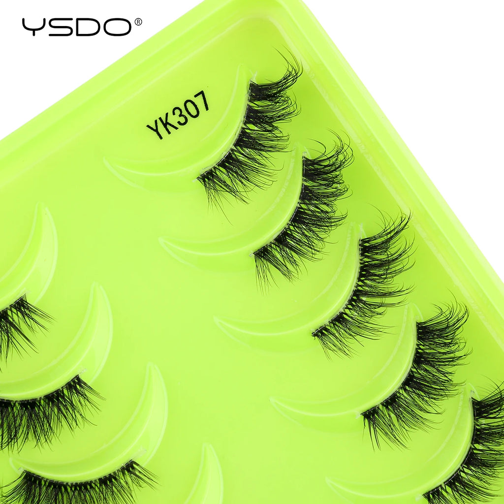 YSDO Fox Eye lashes 3/10 Pairs Lashes 3D Mink Natural Lashes Soft Cat Eye Lashes Extension Fluffy Lashes Makeup Half Eyelashes