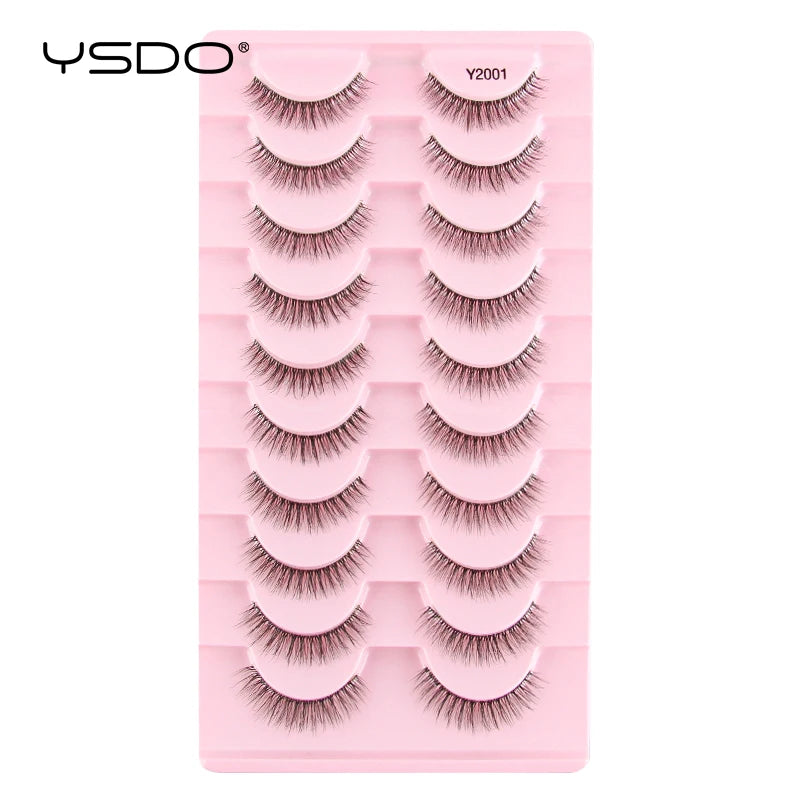 YSDO Fox Eye lashes 3/10 Pairs Lashes 3D Mink Natural Lashes Soft Cat Eye Lashes Extension Fluffy Lashes Makeup Half Eyelashes