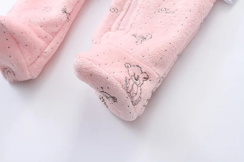 AYNIGIELL 0-12M Cartoon Newborn Bodysuit Warm RompersSoft Newborn Baby Clothes Flannel Autumn Winter Baby Boys Girls Jumpsuit