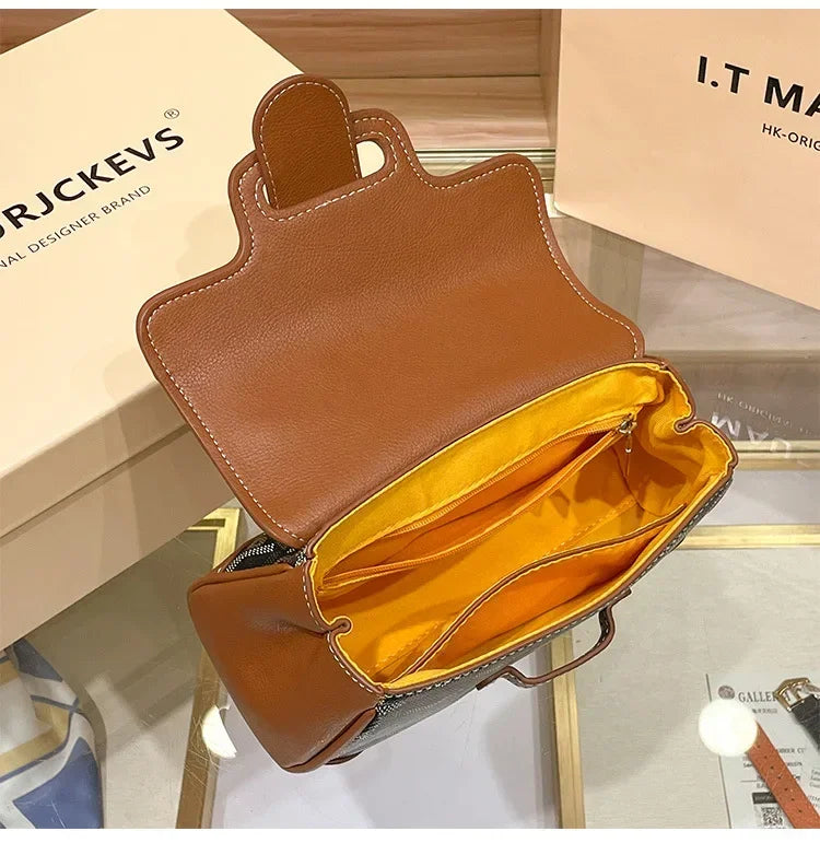 Women's Wooden Handle Genuine Leather Old Flower Cross-Border New Style Commute Keli Bag Single Shoulder Slant Cross Small Bag