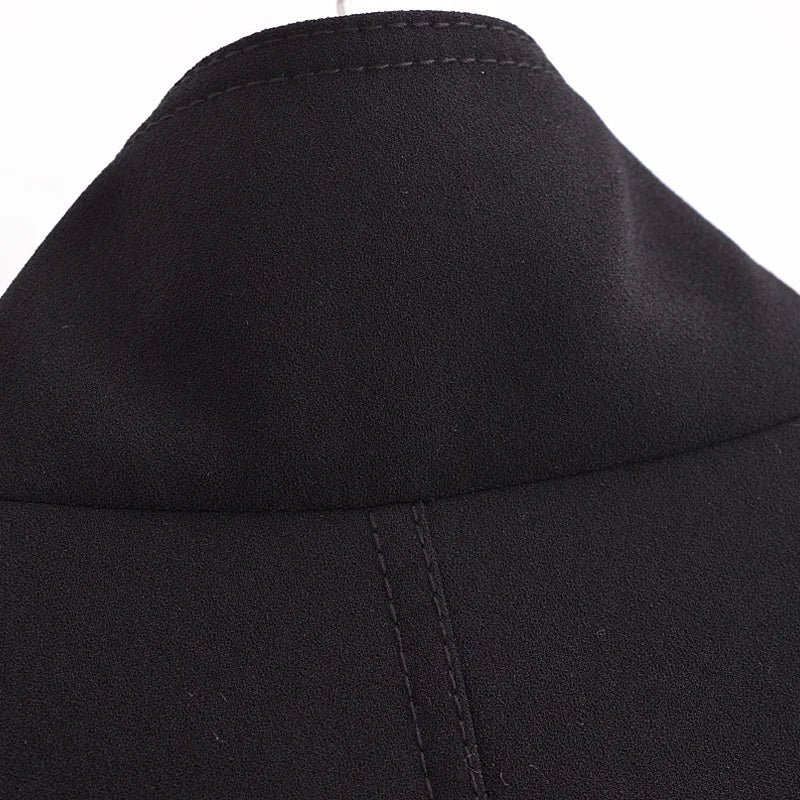 HXAO Black Cropped Cape Coat 2024 Women's Autumn Winter Oversized Long Sleeve Short Cloak Outerwear Fashion Casual Elegant Coat