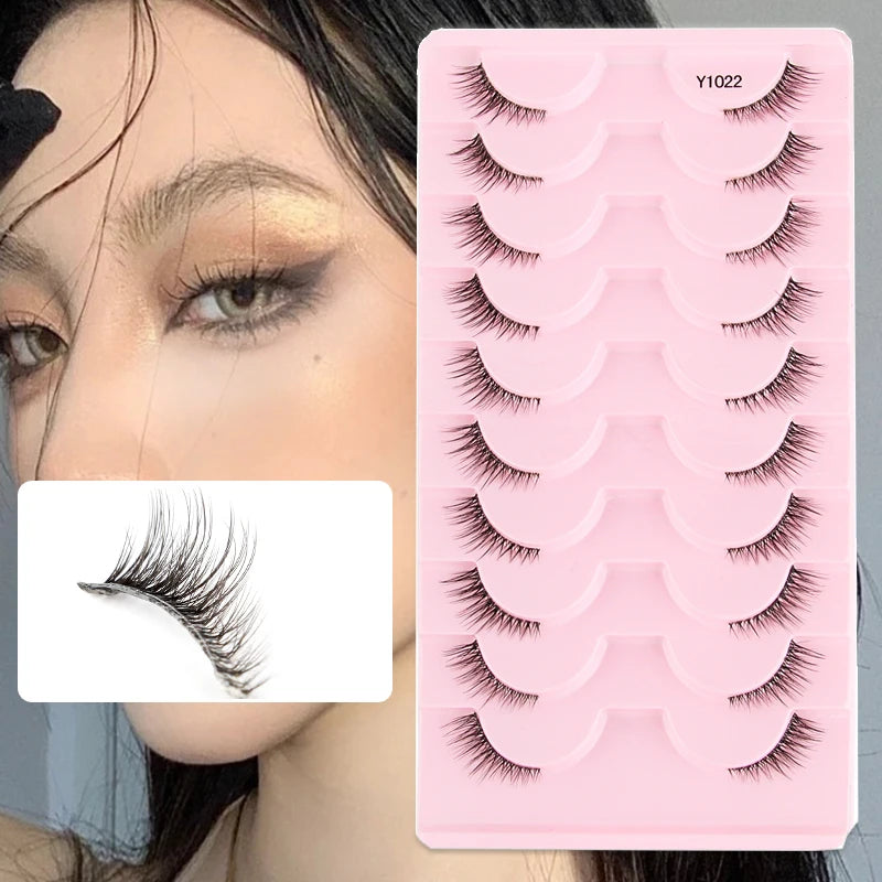 YSDO Fox Eye lashes 3/10 Pairs Lashes 3D Mink Natural Lashes Soft Cat Eye Lashes Extension Fluffy Lashes Makeup Half Eyelashes