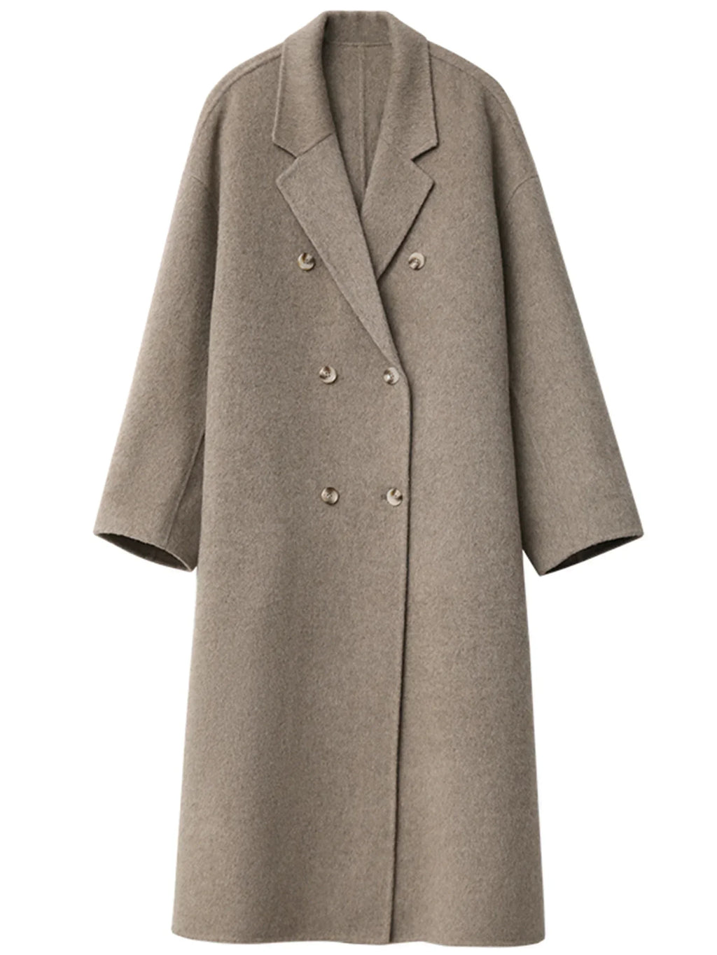 CHIC VEN Women Woolen Coat Double-breasted Basic Loose Casual Retro New Long Double-sided Female Overcoat Autumn Winter 2024