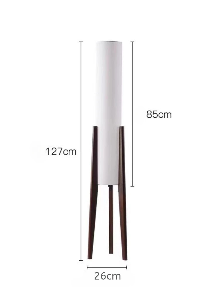 Retro Solid Wood Floor Lamp White Fabric Night Standing Light Home Decor Bedroom Bedside Living Dining Room Led Lighting Fixture