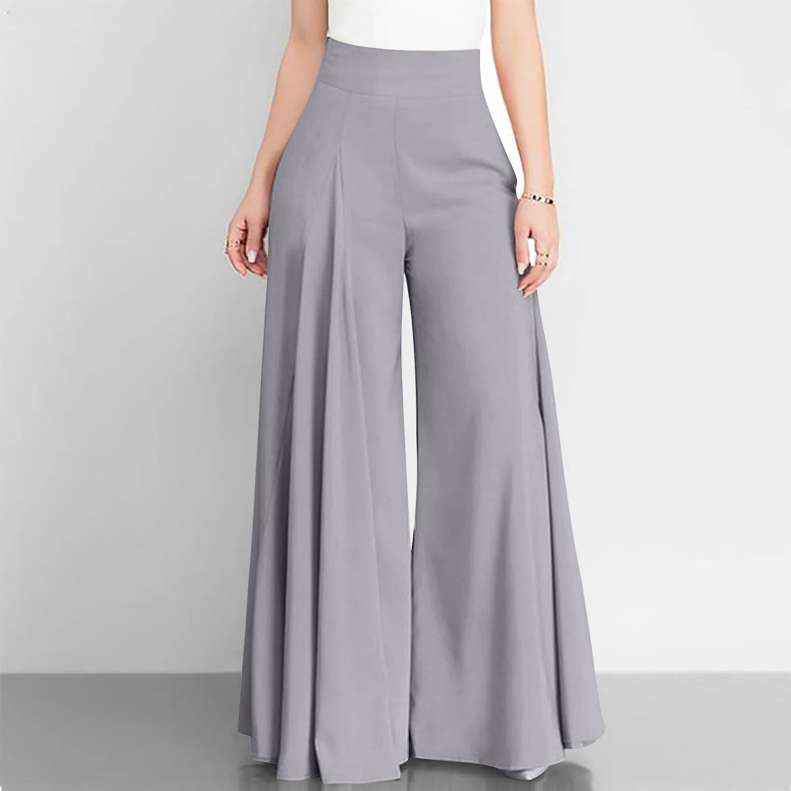 Fashion Women High Waist Wide Leg Pants Spring Autumn Female Elegant Flare Trousers Casual Solid Holiday Loose Long Pant New