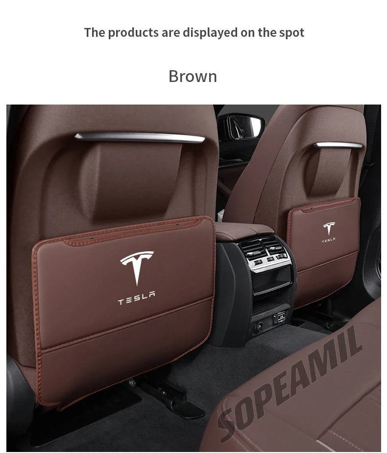 Car Seat Back Protection Anti-Kick Pad Rear Seat Storage Bag For Tesla Model 3 Model Y Model S Model X Cyberbruck Beast Roadster