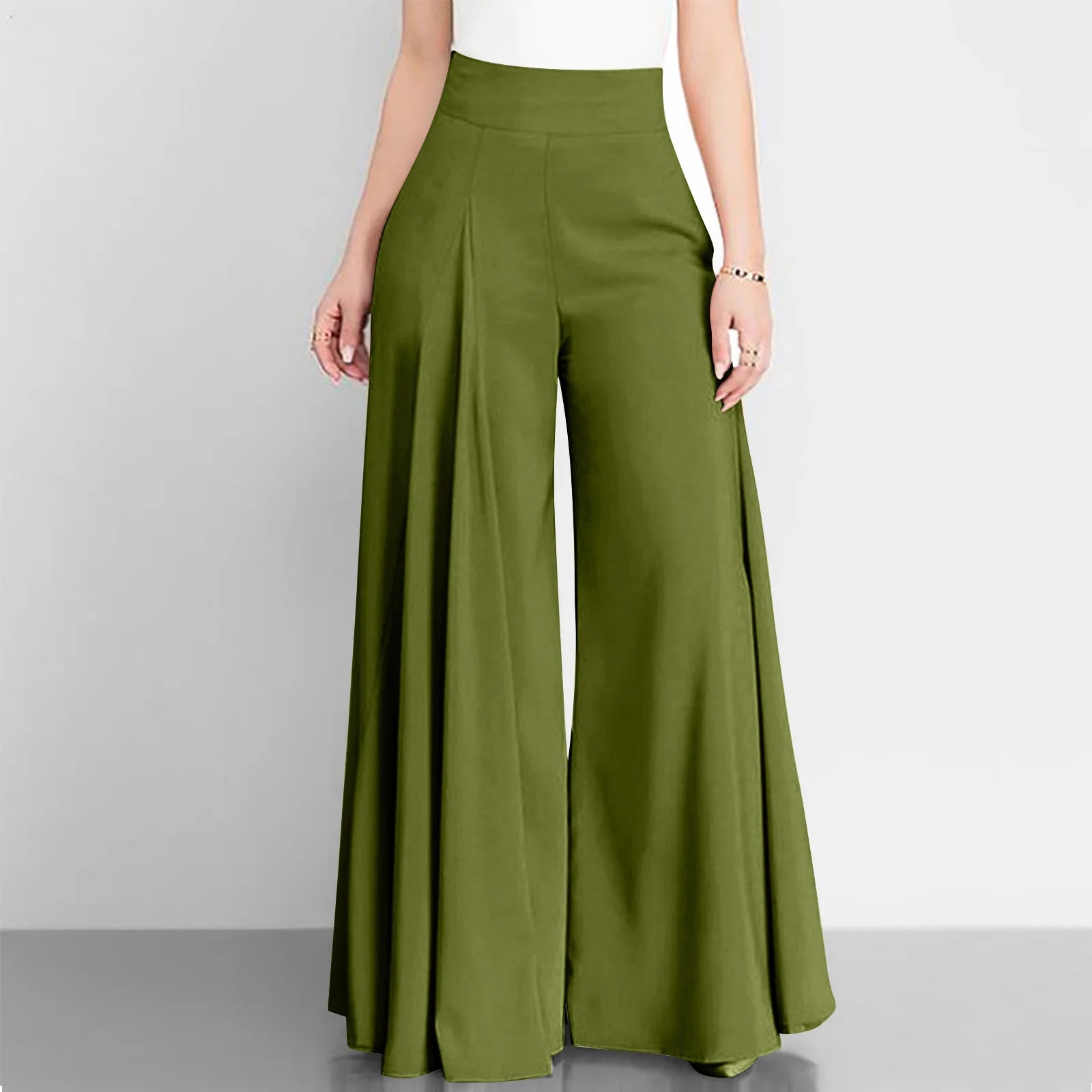 Fashion Women High Waist Wide Leg Pants Spring Autumn Female Elegant Flare Trousers Casual Solid Holiday Loose Long Pant New