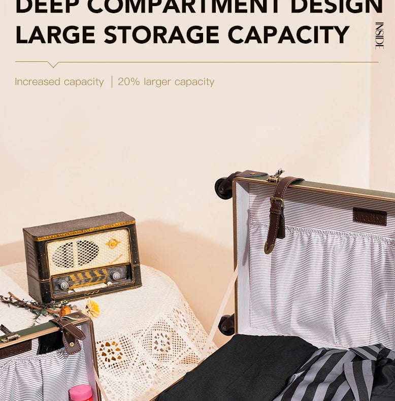 urecity Vintage Luggage Set, 3 Piece Retro trolley luggage bag,Travel Luggage with Spinner Wheels and Beauty Case (Army Green)