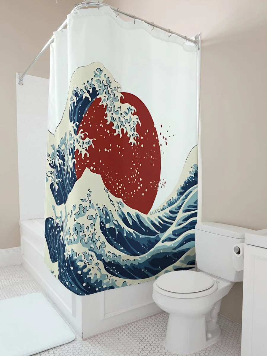 The Great Wave off Kanagawa Shower Curtain Japanese Style Bathroom Decor Art Print Waterproof Polyester Fabric Bath Curtain