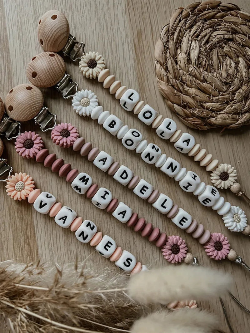New Custom Pacifier Clips Nipple Dummy Holder Chain Holder Newborn Soother Chains Infant Feeding Soother Teething Toy Chew Gifts