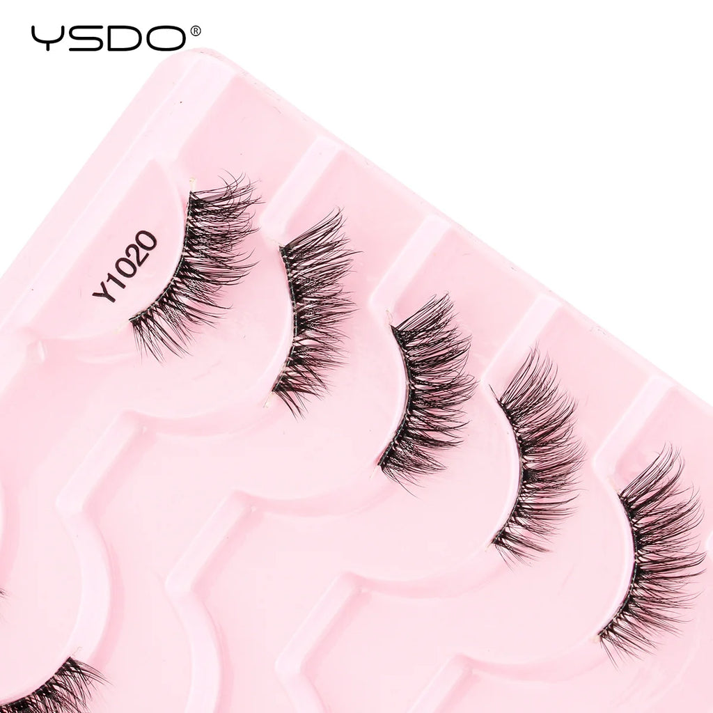 YSDO Fox Eye lashes 3/10 Pairs Lashes 3D Mink Natural Lashes Soft Cat Eye Lashes Extension Fluffy Lashes Makeup Half Eyelashes