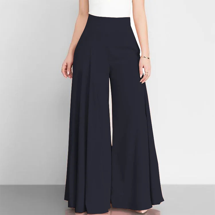 Fashion Women High Waist Wide Leg Pants Spring Autumn Female Elegant Flare Trousers Casual Solid Holiday Loose Long Pant New