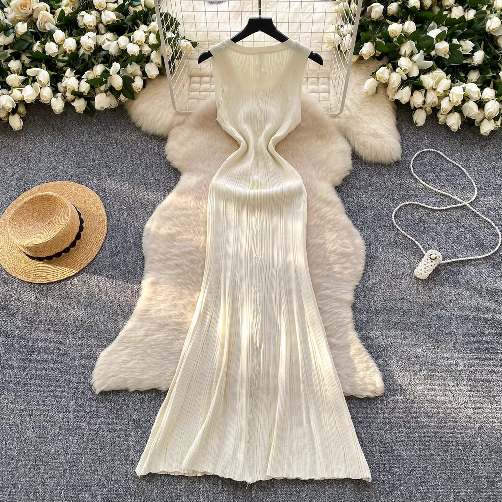 YuooMuoo Brand Fashion Luxury Single-breasted Maxi  Dress Women Sleeveless Wrap Hip Bodycon Summer Dress Elegant Party Vestidos