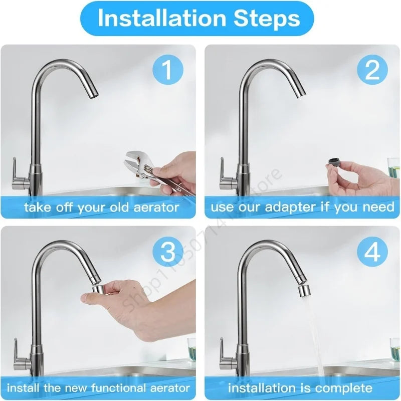 New Dual Function Anti-splash Bubbler Kitchen Faucet Aerator 360° Swivel Tap Water Diffuser Bathroom Water Filter Nozzle Mixer