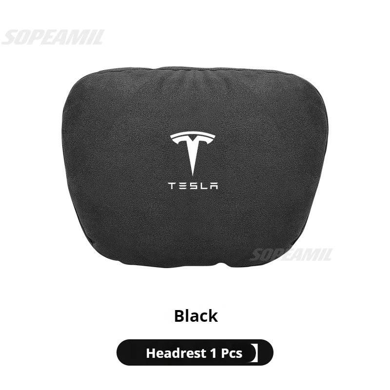 Tesla Model 3 Model Y Model S Model X Suede Car Headrest Neck Support Seat Waist pad Lumbar cushion Soft Neck Pillow Accessories