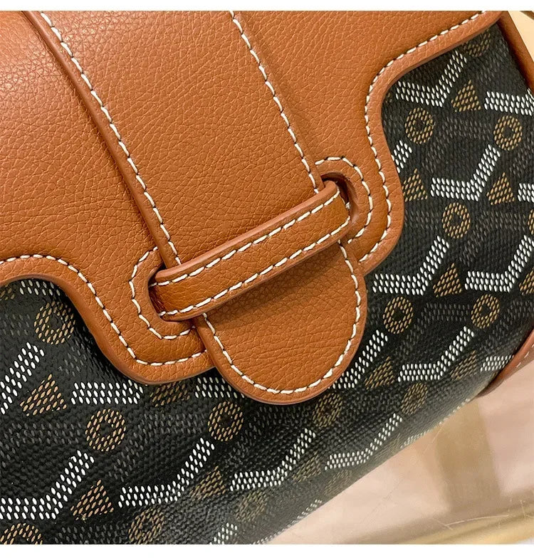 Women's Wooden Handle Genuine Leather Old Flower Cross-Border New Style Commute Keli Bag Single Shoulder Slant Cross Small Bag