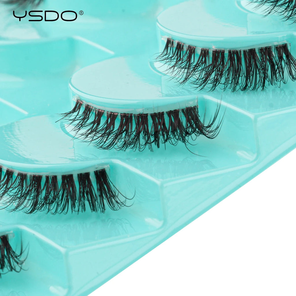 YSDO Fox Eye lashes 3/10 Pairs Lashes 3D Mink Natural Lashes Soft Cat Eye Lashes Extension Fluffy Lashes Makeup Half Eyelashes