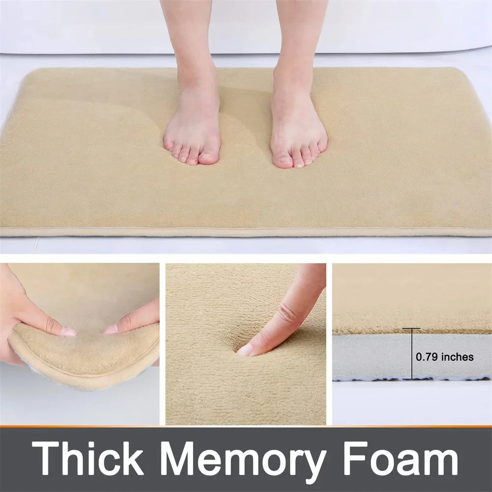 Homaxy Super Absorbent Bath Mat Memory Foam Carpet Non-Slip Toilet Bathroom Rug Soft Living Room Bedroom Shower Decor Foot Rug