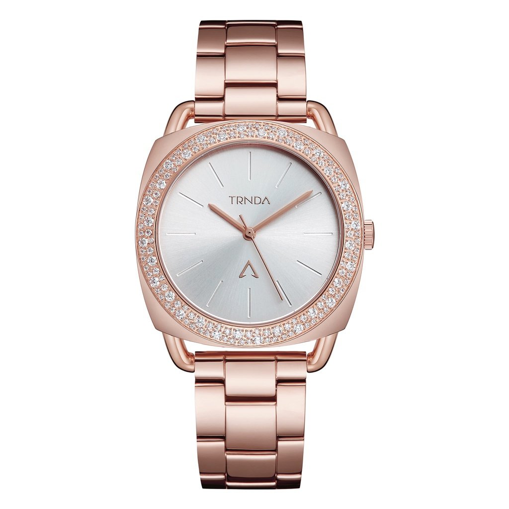 Trnda Women's Rose Gold Stainless Steel Watch, Silver Dial | Trnda-001-0