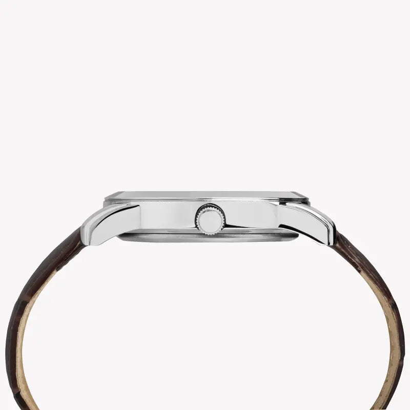 Timex Men's Brown Leather Watch, Green Dial | Tw2r86900-1