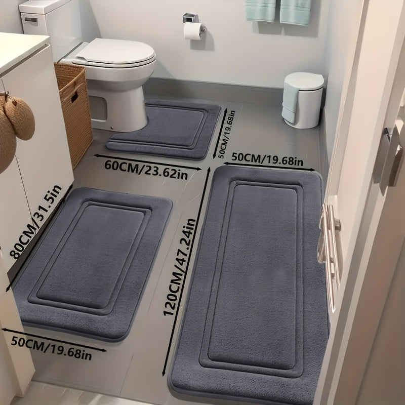 3pcs/Area Rugs 3pcs/Area Rugs 3pcs, Super Absorbent Bath Mat, Non-slip Bathroom Floor Mat, Super Soft and Comfortable High-end Bath Rug, Bathtub, Shower, Bathroom Accessories, Bathroom Decoration, Home Decoration Floor Ma