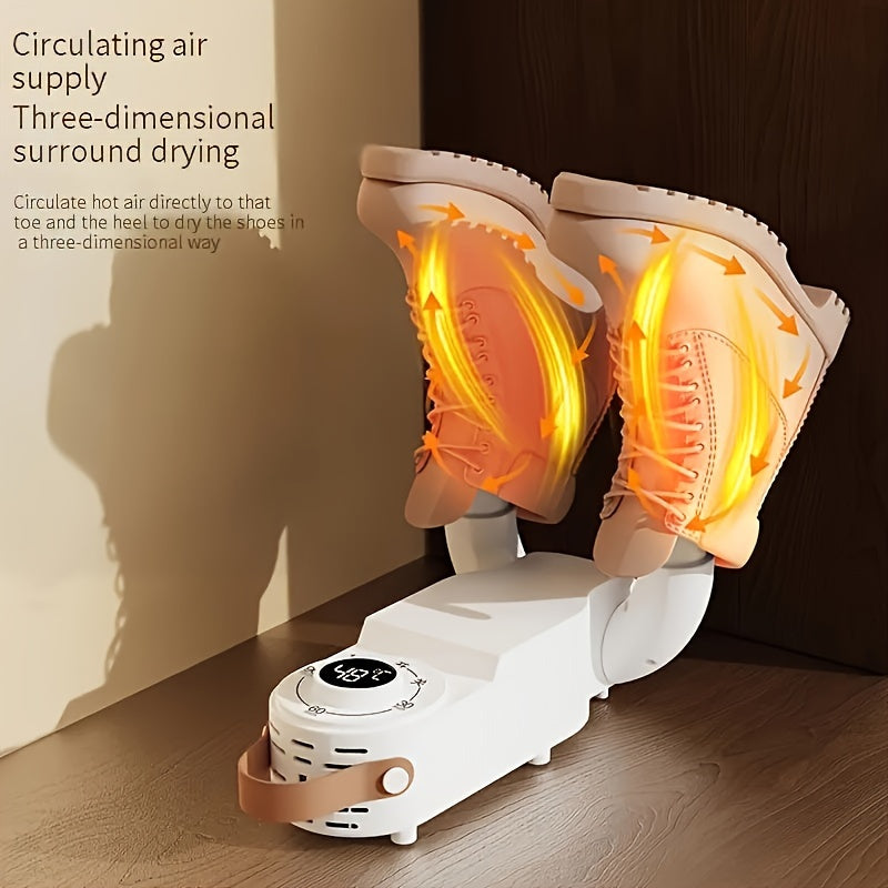Fast Drying Deodorizing Boot Dryer, Work Boot Dryer, Boot Warmer, Electric Shoe Dryer, Portable Quiet Boot Dryer with Smart Timer, Auto Off Timer, Folding Design and Smart Panel for Work Boot Gloves Hats Socks Ski Boots (Euro