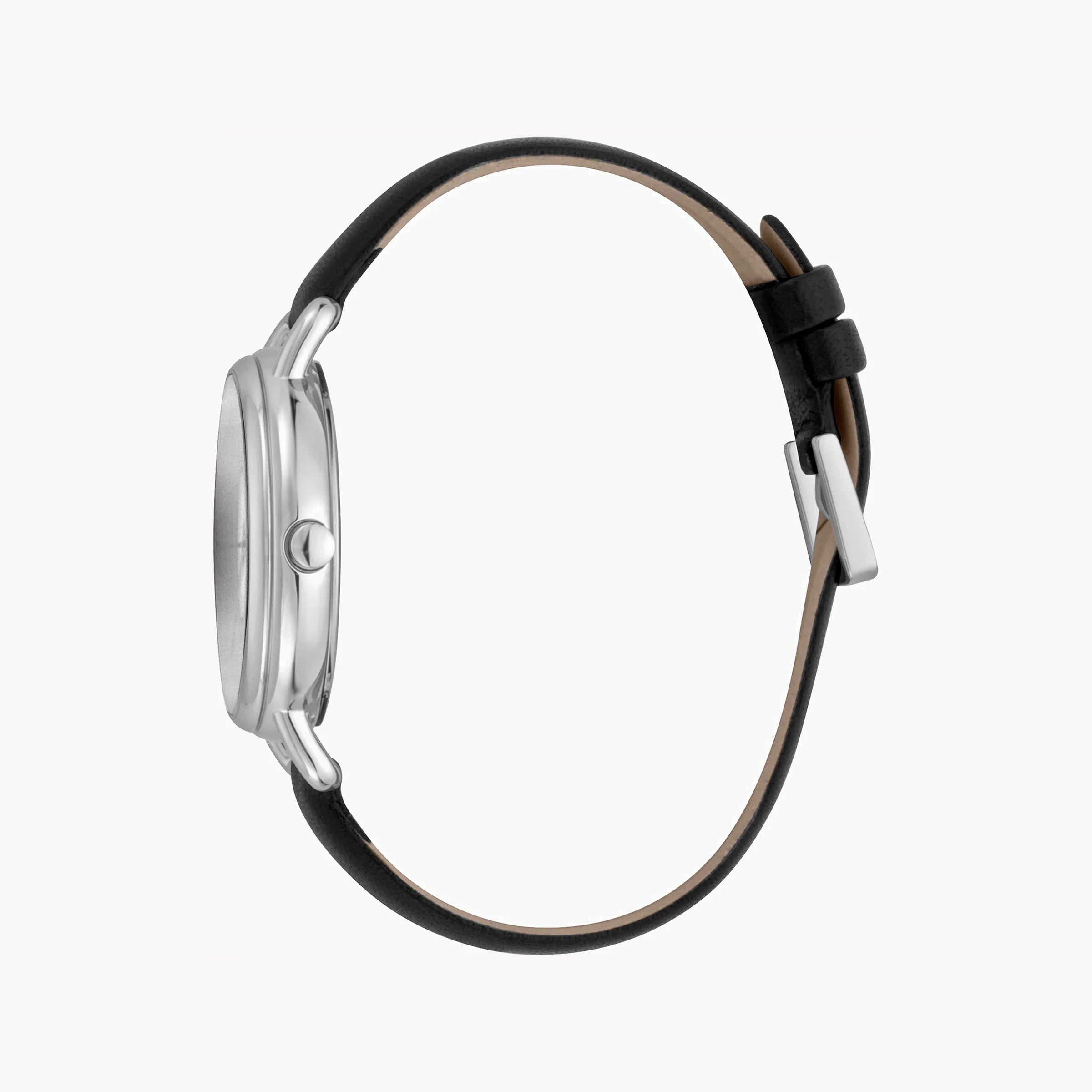 Esprit Women's Black Leather Watch, Silver Dial | Es1l104m0015-1