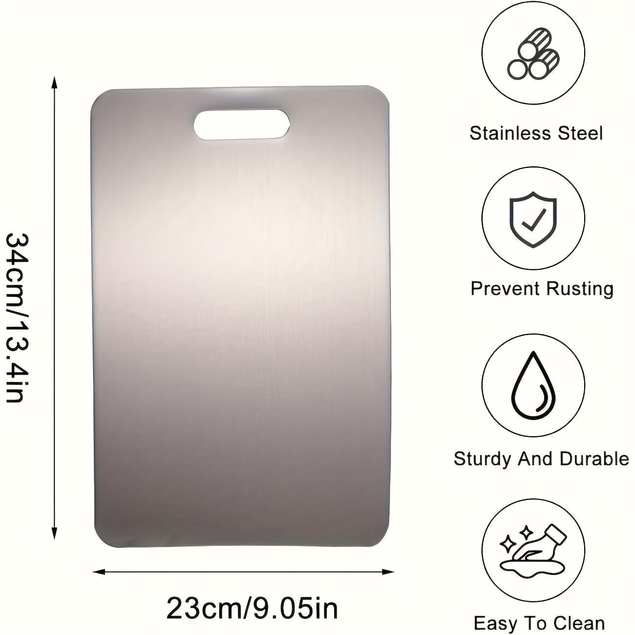 1pc High-Quality Stainless Steel Kitchen Cutting Board - Double-Sided, Non-Slip, Easy to Clean, Ideal for Vegetables, Fruits, and Meats, Kitchen Essentials|Modern Kitchen Accessory|Durable Cutting Surface, Cutting Boards for