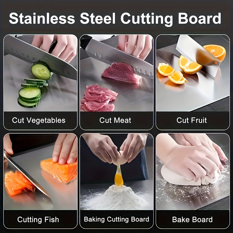 1pc High-Quality Stainless Steel Kitchen Cutting Board - Double-Sided, Non-Slip, Easy to Clean, Ideal for Vegetables, Fruits, and Meats, Kitchen Essentials|Modern Kitchen Accessory|Durable Cutting Surface, Cutting Boards for