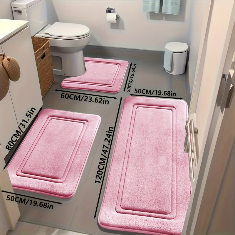 3pcs/Area Rugs 3pcs/Area Rugs 3pcs, Super Absorbent Bath Mat, Non-slip Bathroom Floor Mat, Super Soft and Comfortable High-end Bath Rug, Bathtub, Shower, Bathroom Accessories, Bathroom Decoration, Home Decoration Floor Ma