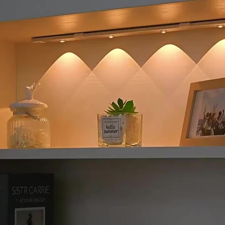 Modern LED Motion Sensor Strip Light, Wireless Rechargeable Magnetic Light Bar for Shoe Cabinets, Display Cases, Wardrobes, Smart Cabinets - Hill Effect, No Wiring Required, Easy Installation, USB-Powered, Plastic Material, M