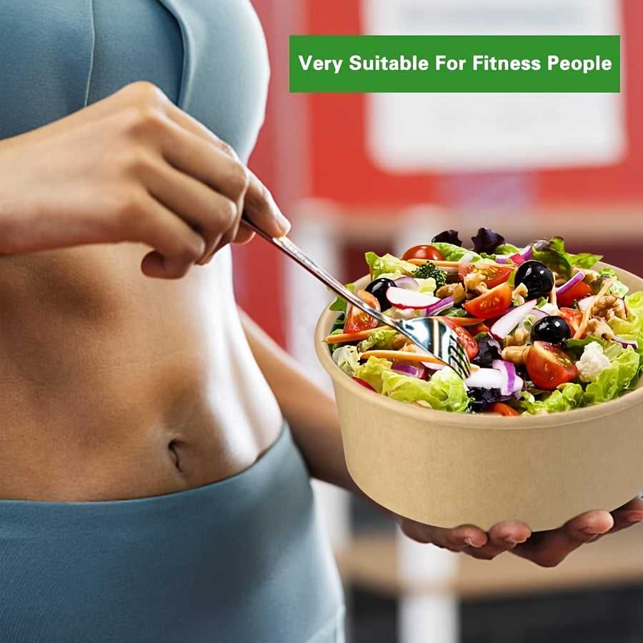 25oz 750ml Disposable Paper Bowl with Lid - Leak-Proof, Microwave Safe, Ideal for Hot/Cold Food, Soup, Salad - Perfect for Parties and Events, Safe Food Contact, Hot/Cold Food Container | Disposable Tableware | Leakproof Desi