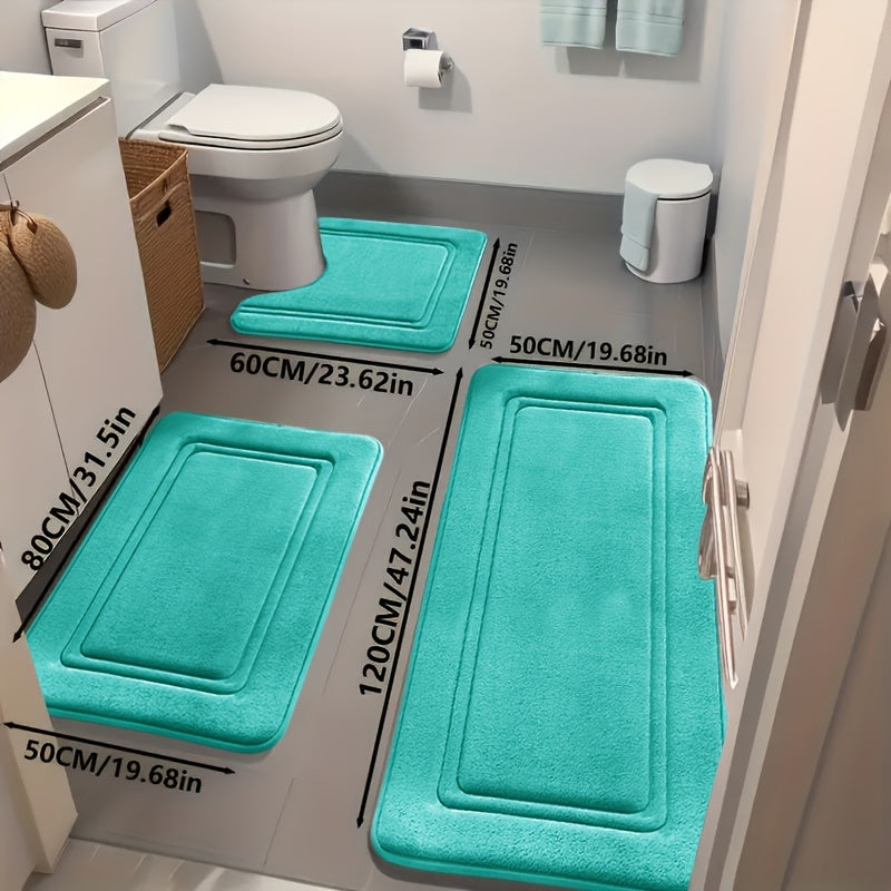3pcs/Area Rugs 3pcs/Area Rugs 3pcs, Super Absorbent Bath Mat, Non-slip Bathroom Floor Mat, Super Soft and Comfortable High-end Bath Rug, Bathtub, Shower, Bathroom Accessories, Bathroom Decoration, Home Decoration Floor Ma