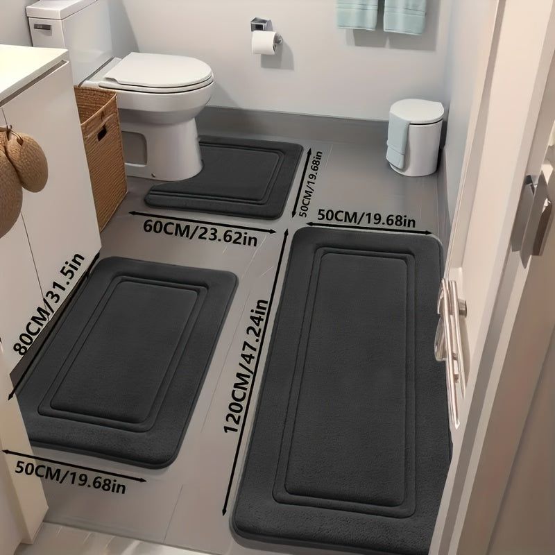 3pcs/Area Rugs 3pcs/Area Rugs 3pcs, Super Absorbent Bath Mat, Non-slip Bathroom Floor Mat, Super Soft and Comfortable High-end Bath Rug, Bathtub, Shower, Bathroom Accessories, Bathroom Decoration, Home Decoration Floor Ma